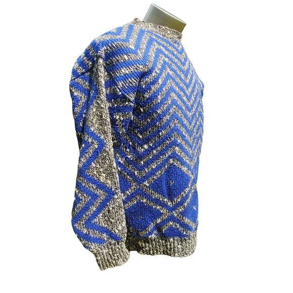 Vintage DD Sloane Grandpa Sweater Cosby Pullover Ed Bassmaster Blue Gray Men's M - Picture 2 of 12